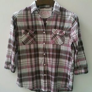 [CLOSEOUT]  💰 Plaid button down blouse sz L- EUC